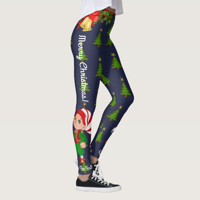 Christmas Leggings Santa Personalise Choose Colour (Right)