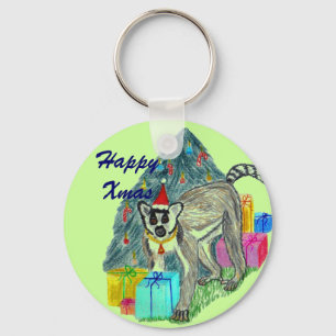 Christmas Lemur Key Ring