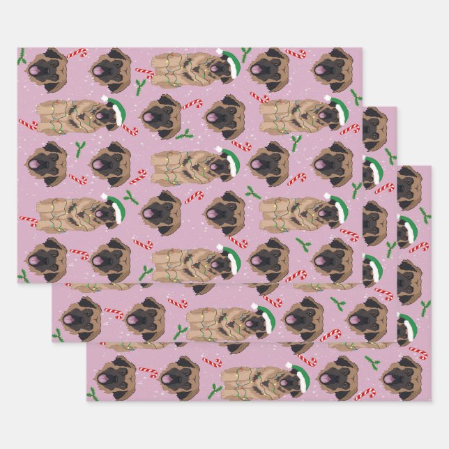 Christmas Leonberger  Wrapping Paper Sheet (Set)