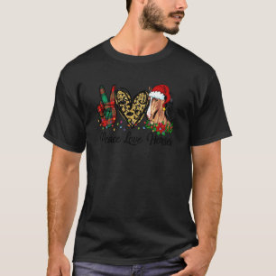 Christmas Leopard Buffalo Plaid Peace Love Horse F T-Shirt