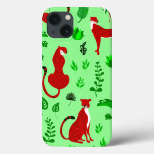 christmas leopard cheetah monstera plant iPhone 13 case