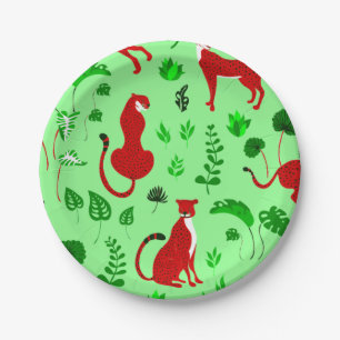 christmas leopard cheetah monstera plant paper plate