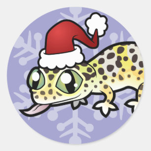 Christmas Leopard Gecko Classic Round Sticker