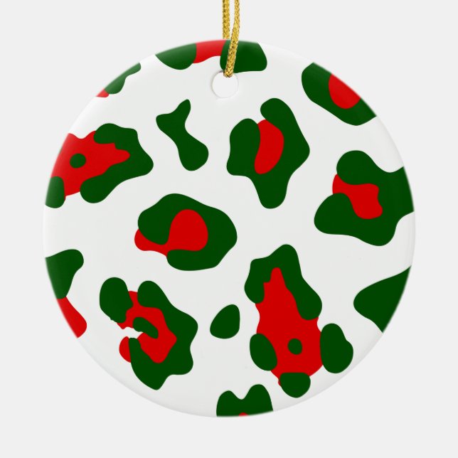 christmas leopard print ceramic ornament (Front)