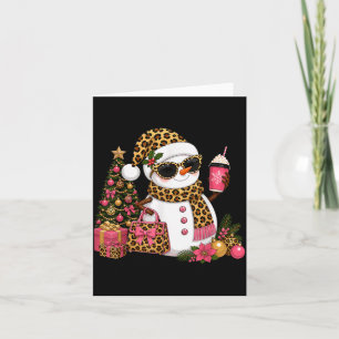 Christmas Leopard Snowman Boujee Holiday Xmas Card