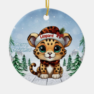 Christmas Leopard Spots Kitty Cat Lovers 🐆🐈🐾 Ceramic Ornament