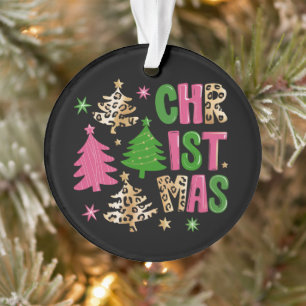 Christmas Leopard Tree Preppy Merry & Bright Ornament