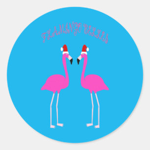 Christmas Lesbian Flamingos Flamingo Belles Classic Round Sticker