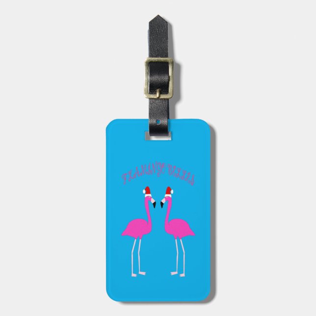 Christmas Lesbian Flamingos Flamingo Belles Custom Luggage Tag (Front Vertical)