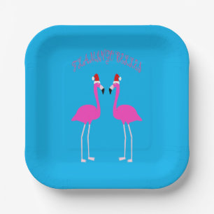 Christmas Lesbian Flamingos Flamingo Belles Paper Plate