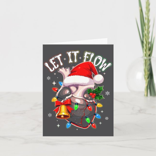 Christmas Let I T Flow Anatomy Heart Cardiac Nurse Card (Front)