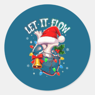 Christmas Let I T Flow Anatomy Heart Cardiac Nurse Classic Round Sticker