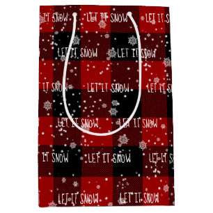 Christmas LET IT SNOW Text In Snowflakes  Medium Gift Bag