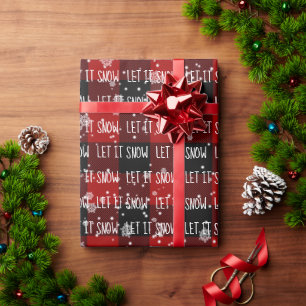 Christmas LET IT SNOW Text In Snowflakes Wrapping Paper