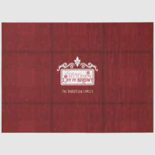 Christmas Let it Snow Typography Red White Family Tissue Paper