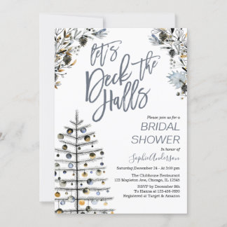 Christmas Let’s Deck the Halls Bridal Shower Invit Invitation