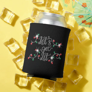 Christmas Let's Get Lit Rhinestone Mega Bling  Can Cooler