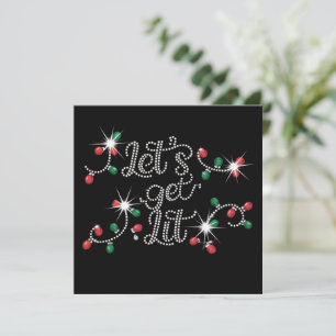 Christmas Let's Get Lit Rhinestone Mega Bling  Holiday Card