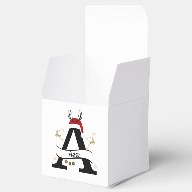 Christmas Letter A Initial – Festive Holiday Desig Favour Box (Opened)