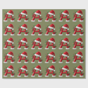 🎅 Christmas Letter A Monogram Decor Gift Idea 🎄 Wrapping Paper