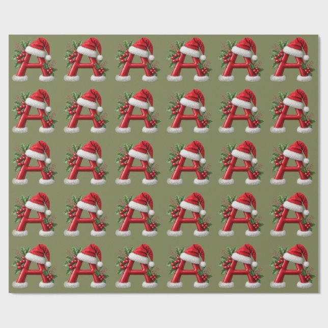 🎅 Christmas Letter A Monogram Decor Gift Idea 🎄 Wrapping Paper (Flat)