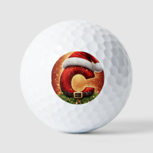 Christmas Letter C Monogram Festive Decor Golf Balls