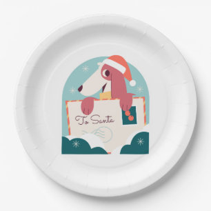 Christmas letter dog paper plate