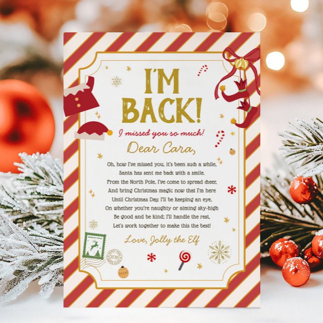 Christmas Letter from Elf Arrival Letter Card (Letter from Elf Christmas Arrival Letter Card)