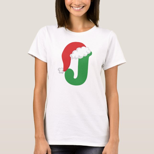 Christmas Letter J Alphabet T-Shirt (Front)