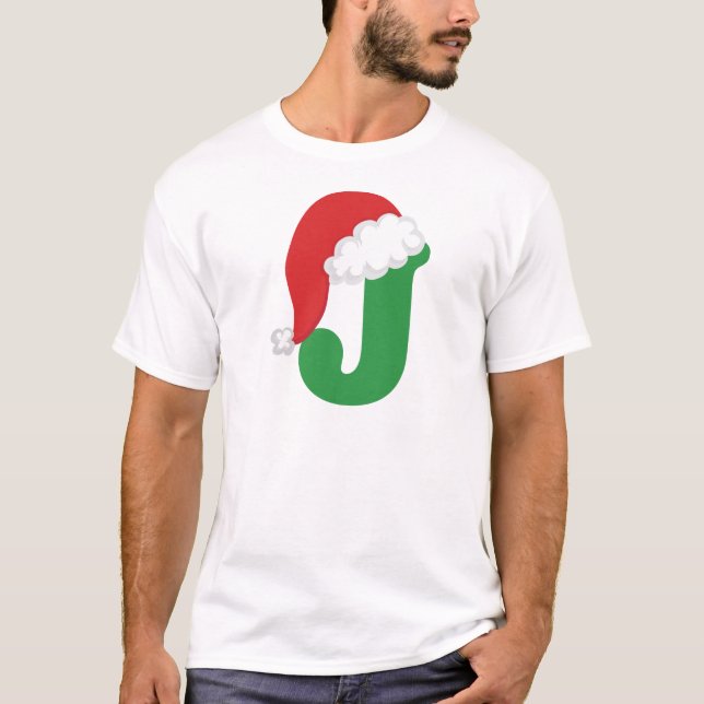 Christmas Letter J Alphabet T-Shirt (Front)