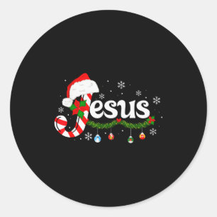 Christmas Letter J For Jesus Christian Candy Cane Classic Round Sticker