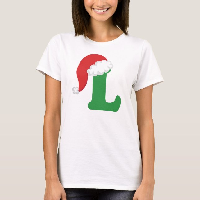 Christmas Letter L Alphabet T-Shirt (Front)