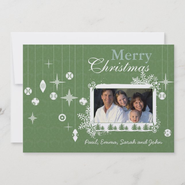 Christmas Letter on Back Retro Christmas Ornaments Invitation (Front)