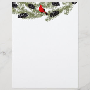 Christmas Letter Paper - Red Cardinal Letterhead