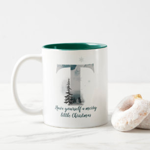 Christmas Letter T Alphabet Coffee Mug