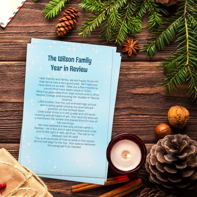 Christmas Letter Template Blue Twinkling Stars Stationery (Creator Uploaded)