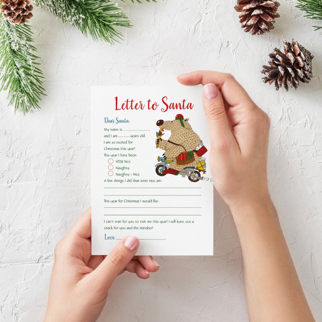 Christmas Letter To Santa Claus Bear Template (Creator Uploaded)