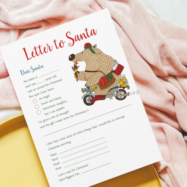 Christmas Letter To Santa Claus Bear Template (Creator Uploaded)