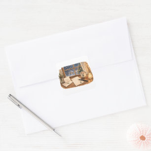 Christmas Letter Writing Desk for Cosy Stationery Square Sticker