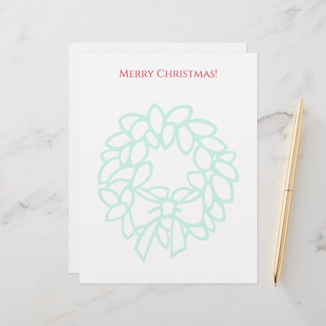 Christmas letterhead with elegant wreath watermark (Front/Back In Situ)