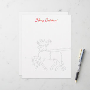 Christmas letterhead with Santa's reindeer drawing