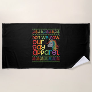Christmas LGBT Don We Now Our Gay Apparel Rainbow Beach Towel