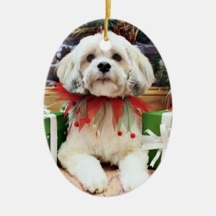 Christmas - Lhasa Apso - Muffie Ceramic Tree Decoration