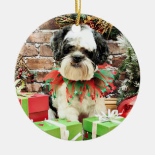 Christmas - Lhasa Apso - Parker Ceramic Ornament