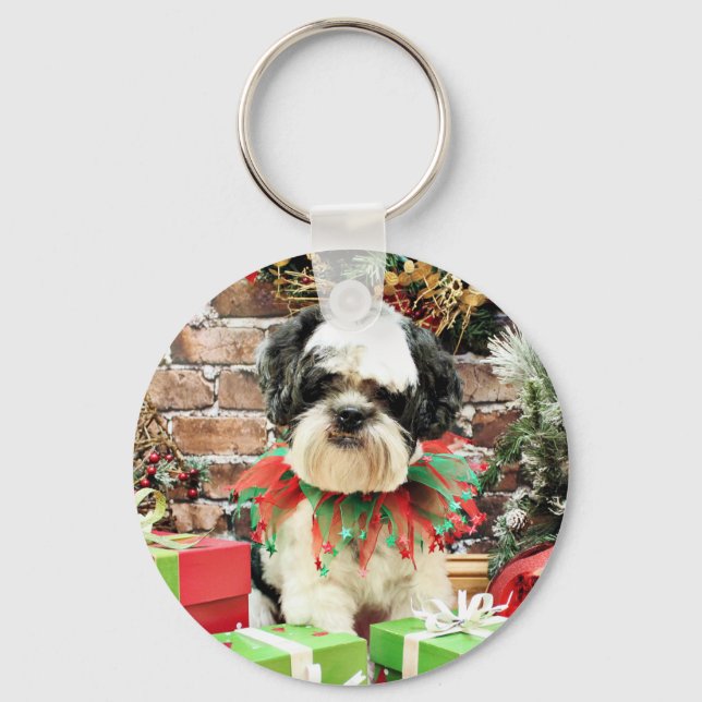 Christmas - Lhasa Apso - Parker Key Ring (Front)
