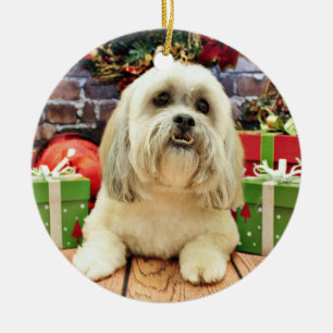 Christmas - Lhasa Apso - Solo Ceramic Tree Decoration
