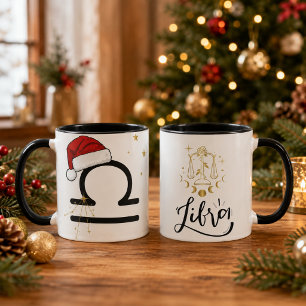 Christmas Libra Zodiac Santa Hat Mug