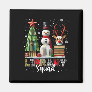 Christmas Librarian Books Xmas Tree Snowman Reinde Magnet