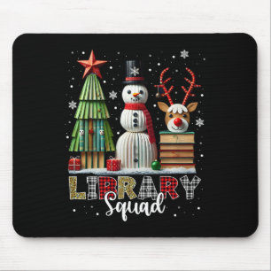 Christmas Librarian Books Xmas Tree Snowman Reinde Mouse Pad