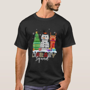Christmas Librarian Books Xmas Tree Snowman Reinde T-Shirt